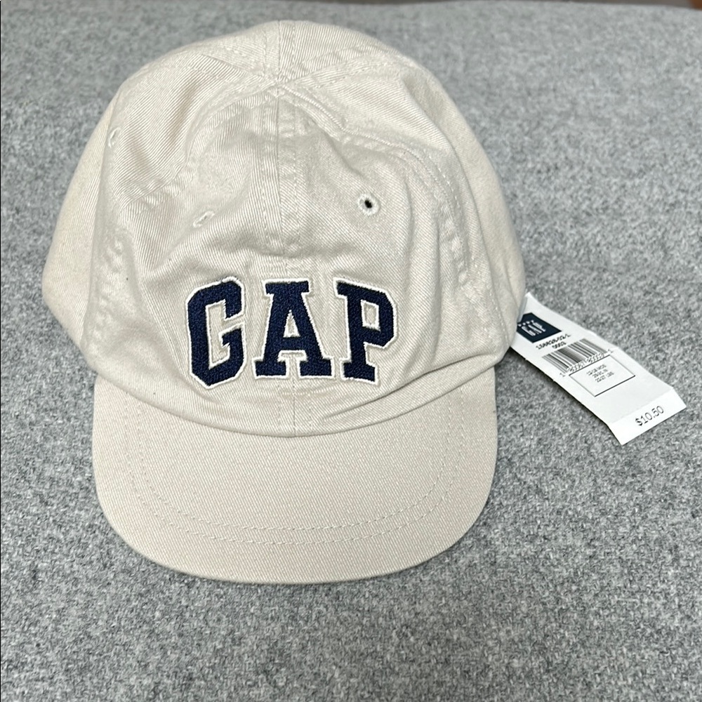 baby GAP cotton baseball cap.Khaki Hat, Navy Blue lettering.12-18 months toddler
